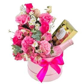 BOX com flores mistas ferrero e espumante ELVIS